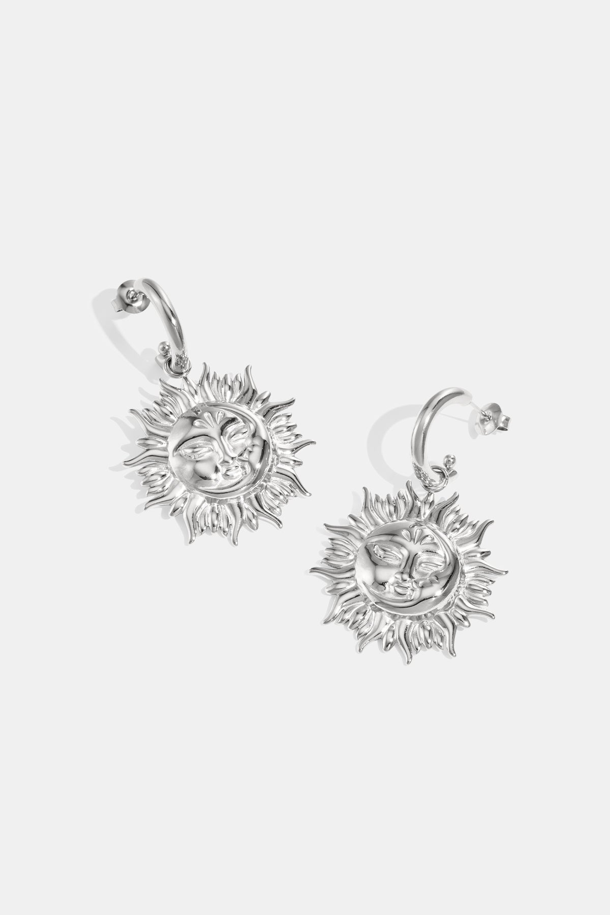 Boucles d'oreilles pendantes en acier inoxydable, collection soleil, style décontracté et simple pour femmes