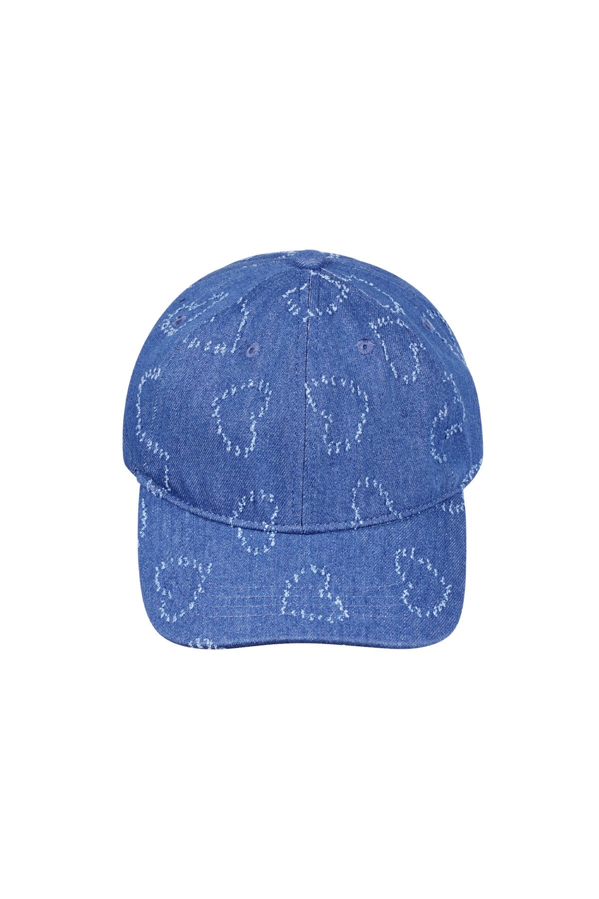 casquette bleue à motif fleurs 