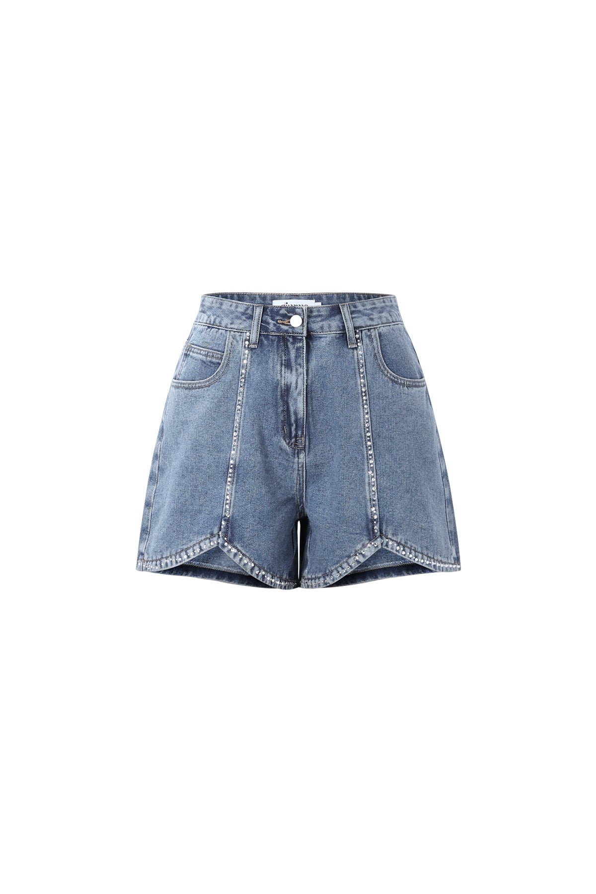 Short en jean à strass