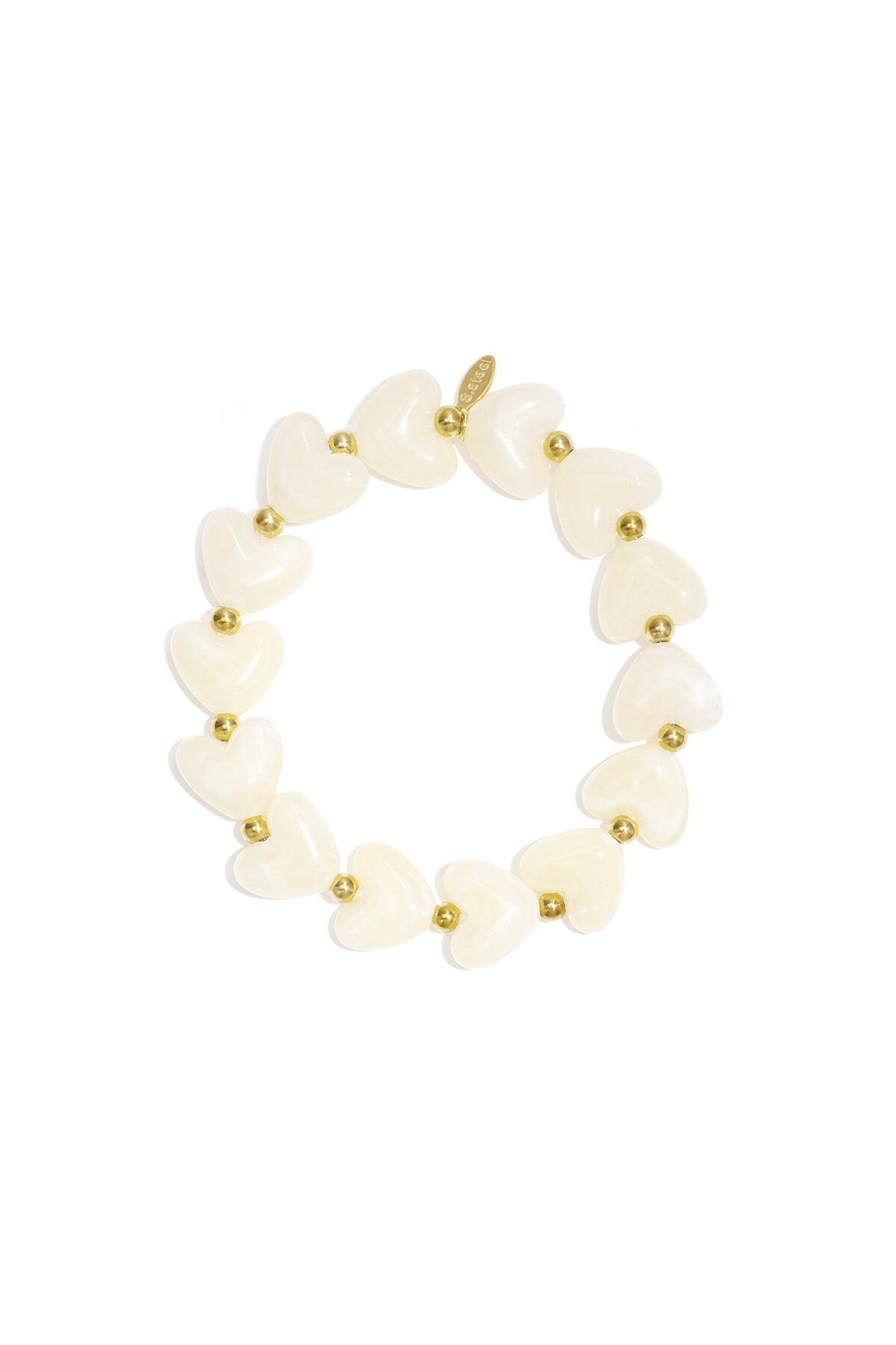 Bracelet élastique en perles en forme de cœur