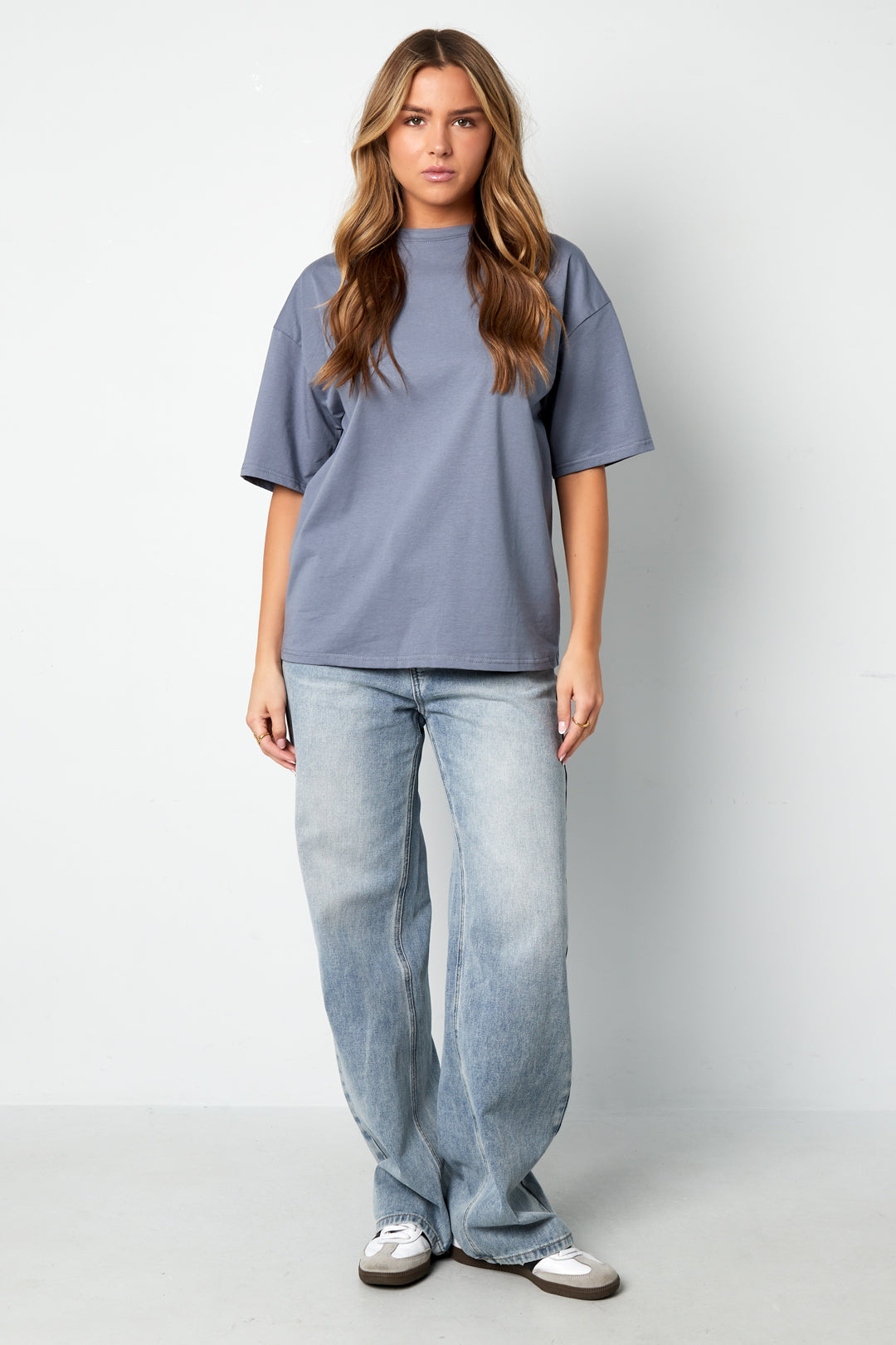 Coton Tricoté T-shirt Femme Casual Couleur Unie