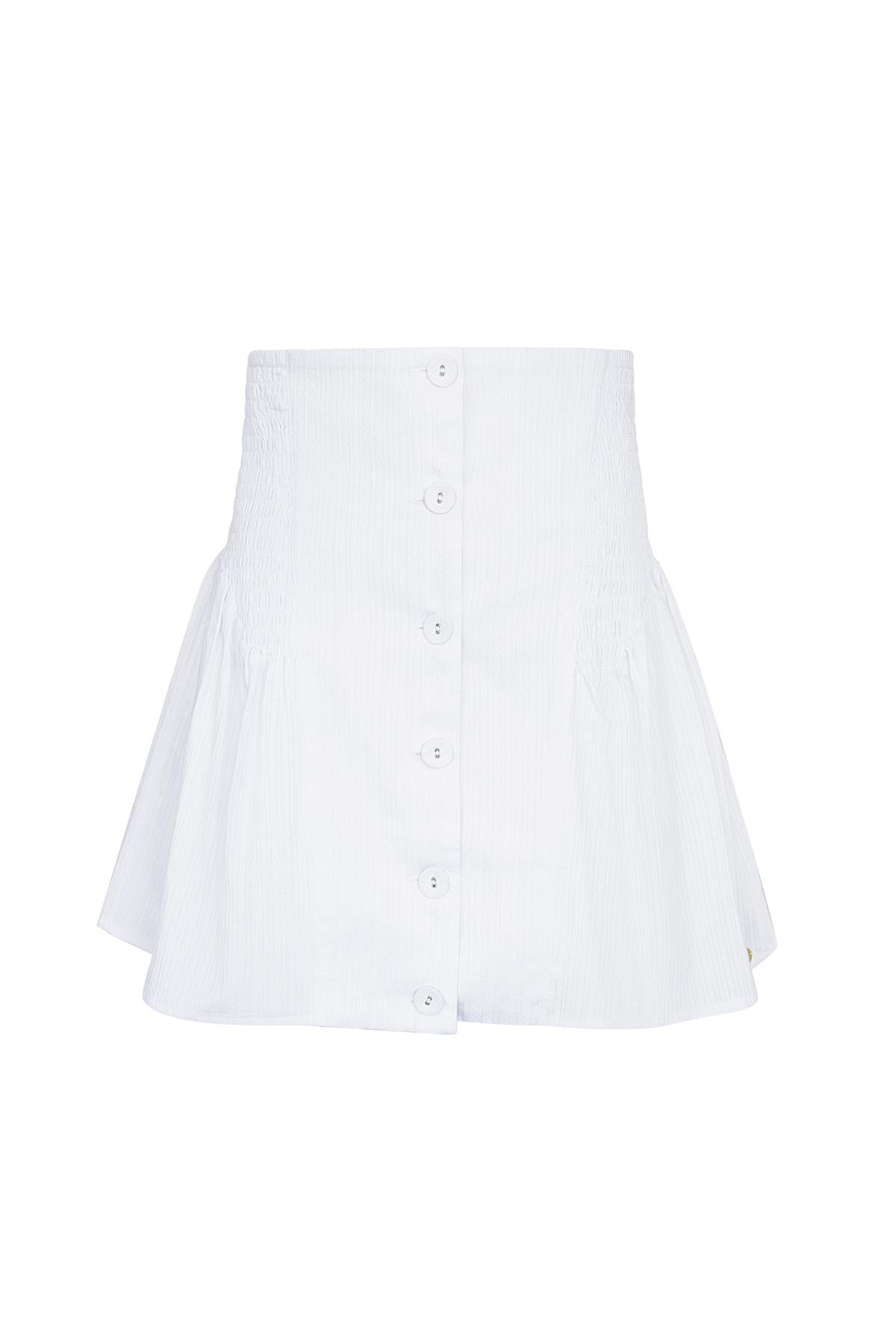 Jupe avec boutons et détail smocké Blanc 
