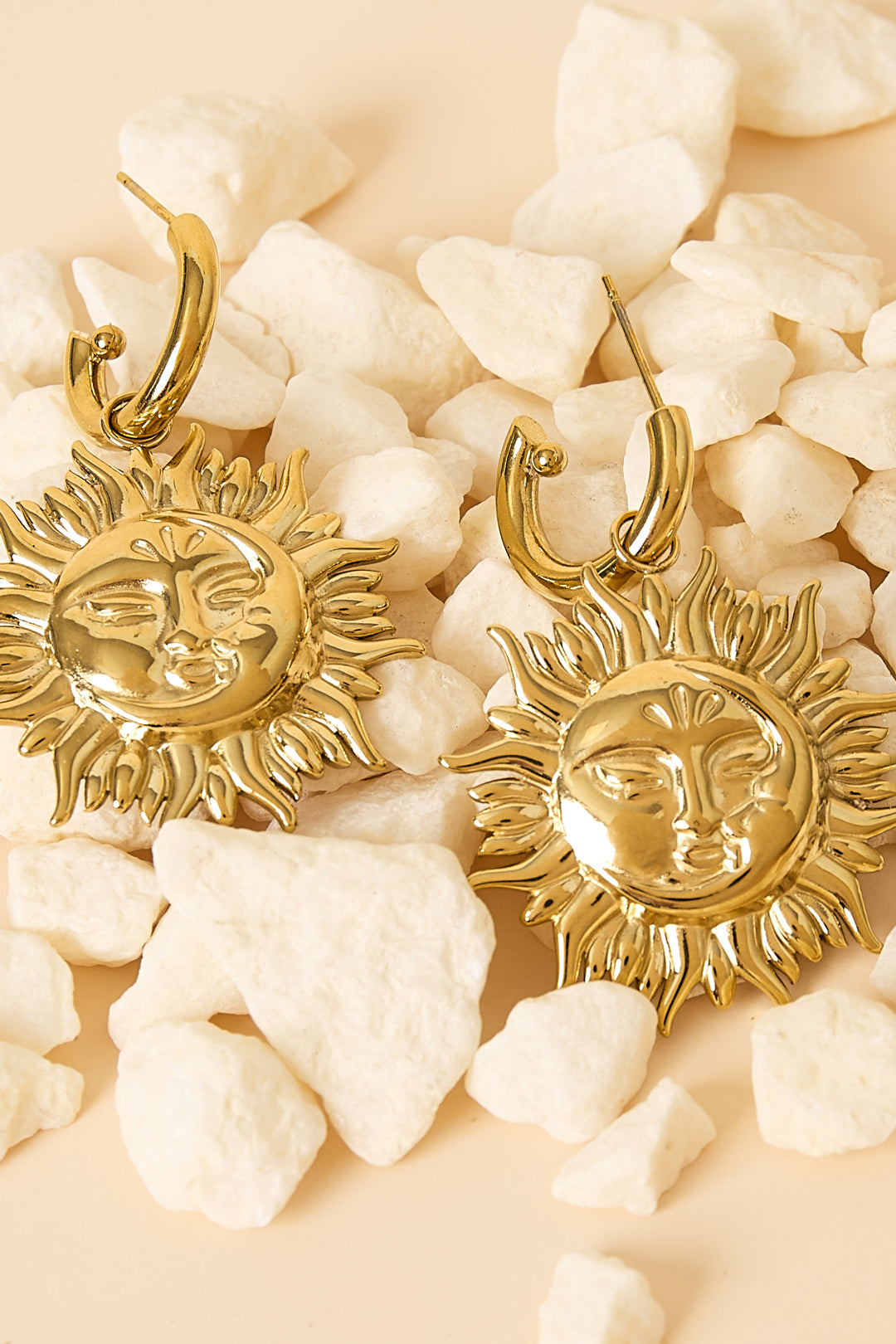 Boucles d'oreilles pendantes en acier inoxydable, collection soleil, style décontracté et simple pour femmes