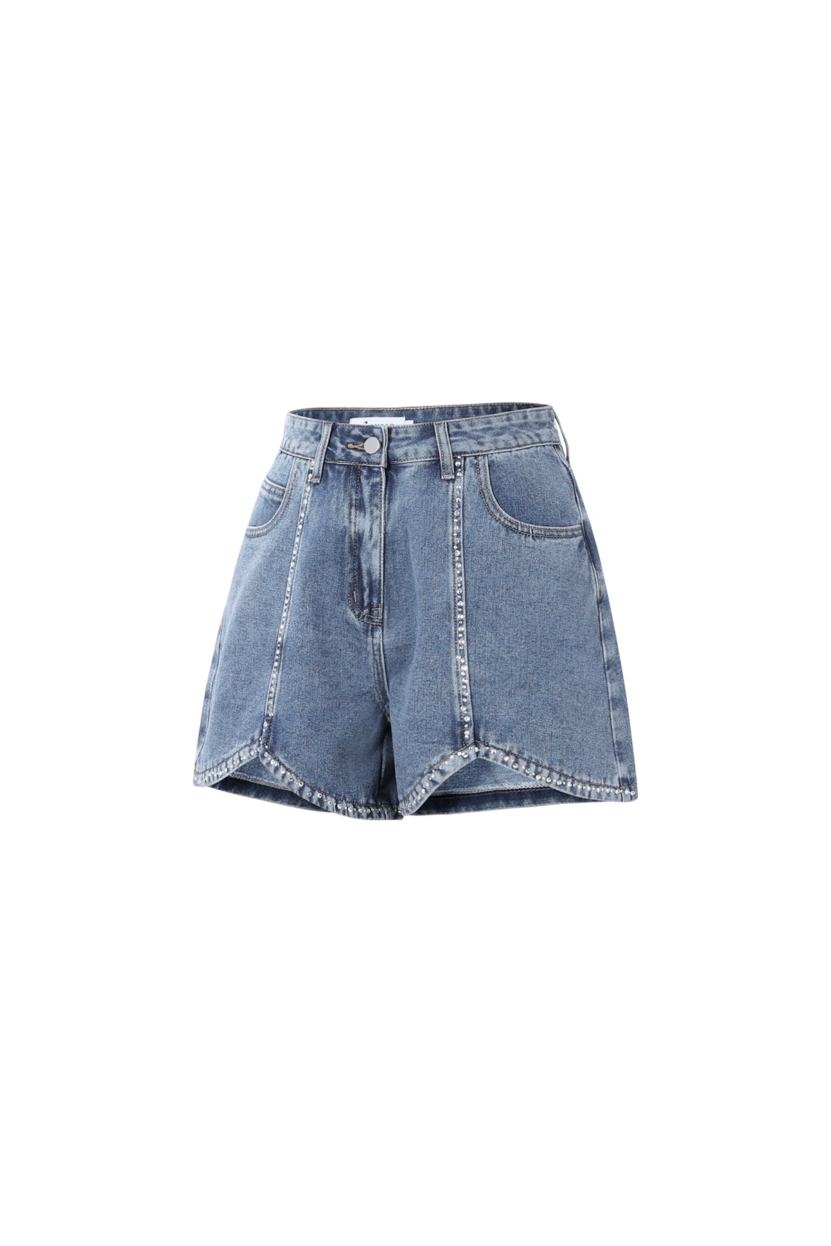 Short en jean à strass