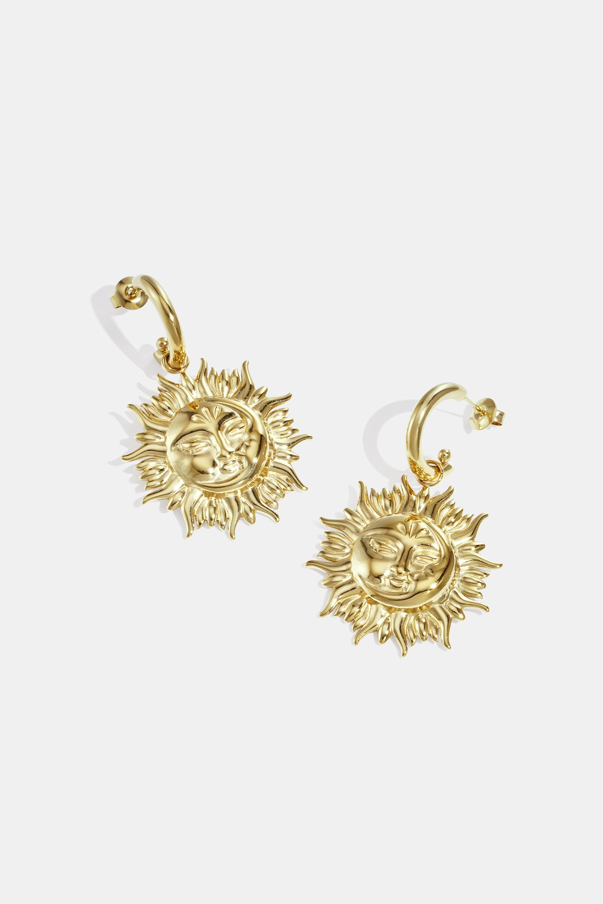 Boucles d'oreilles pendantes en acier inoxydable, collection soleil, style décontracté et simple pour femmes