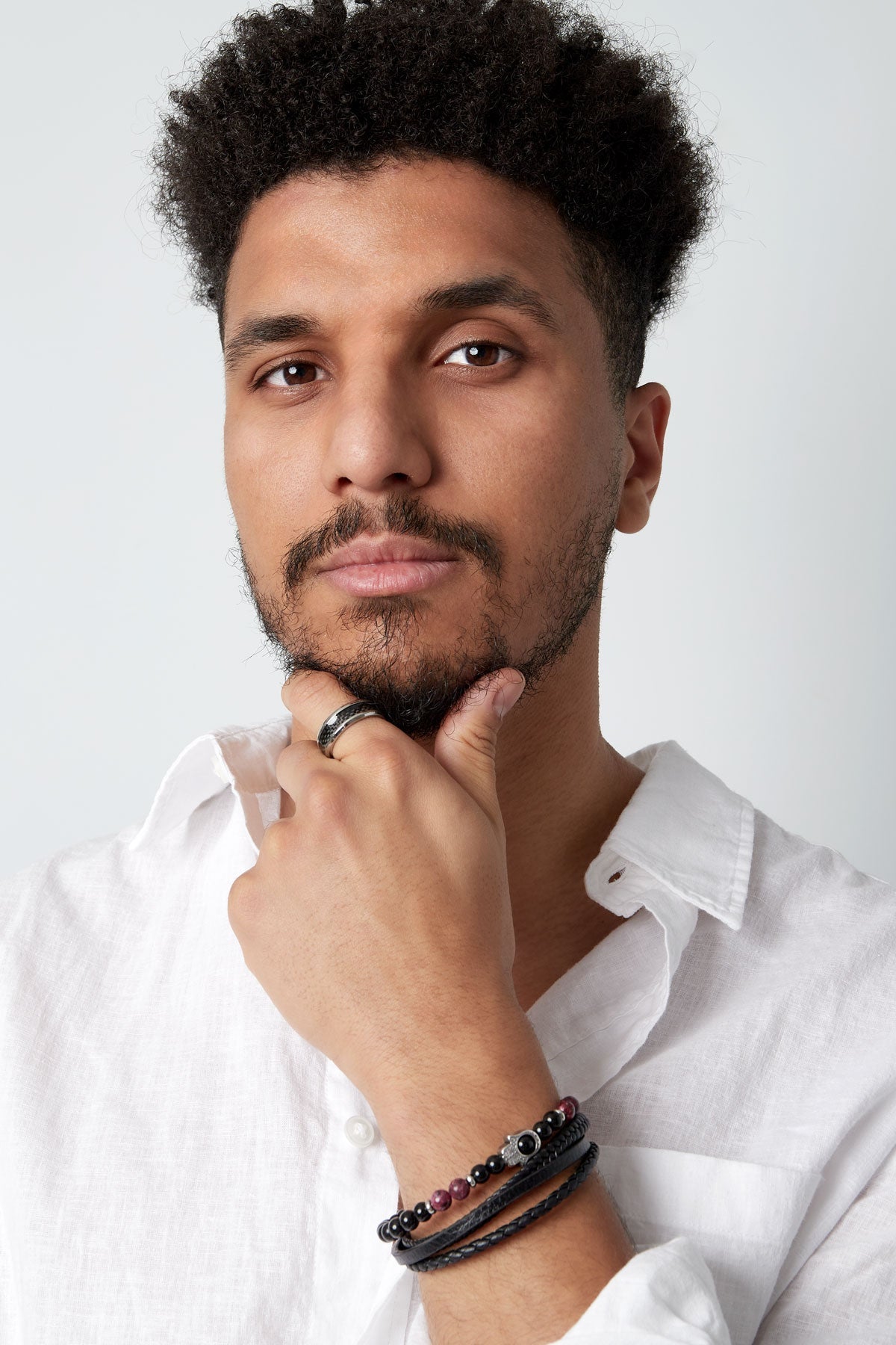 Bracelet double homme avec breloque - Argent Noir - Apollodrop