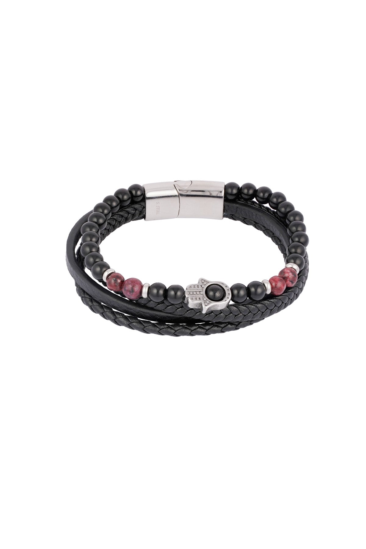 Bracelet double homme avec breloque - Argent Noir - Apollodrop