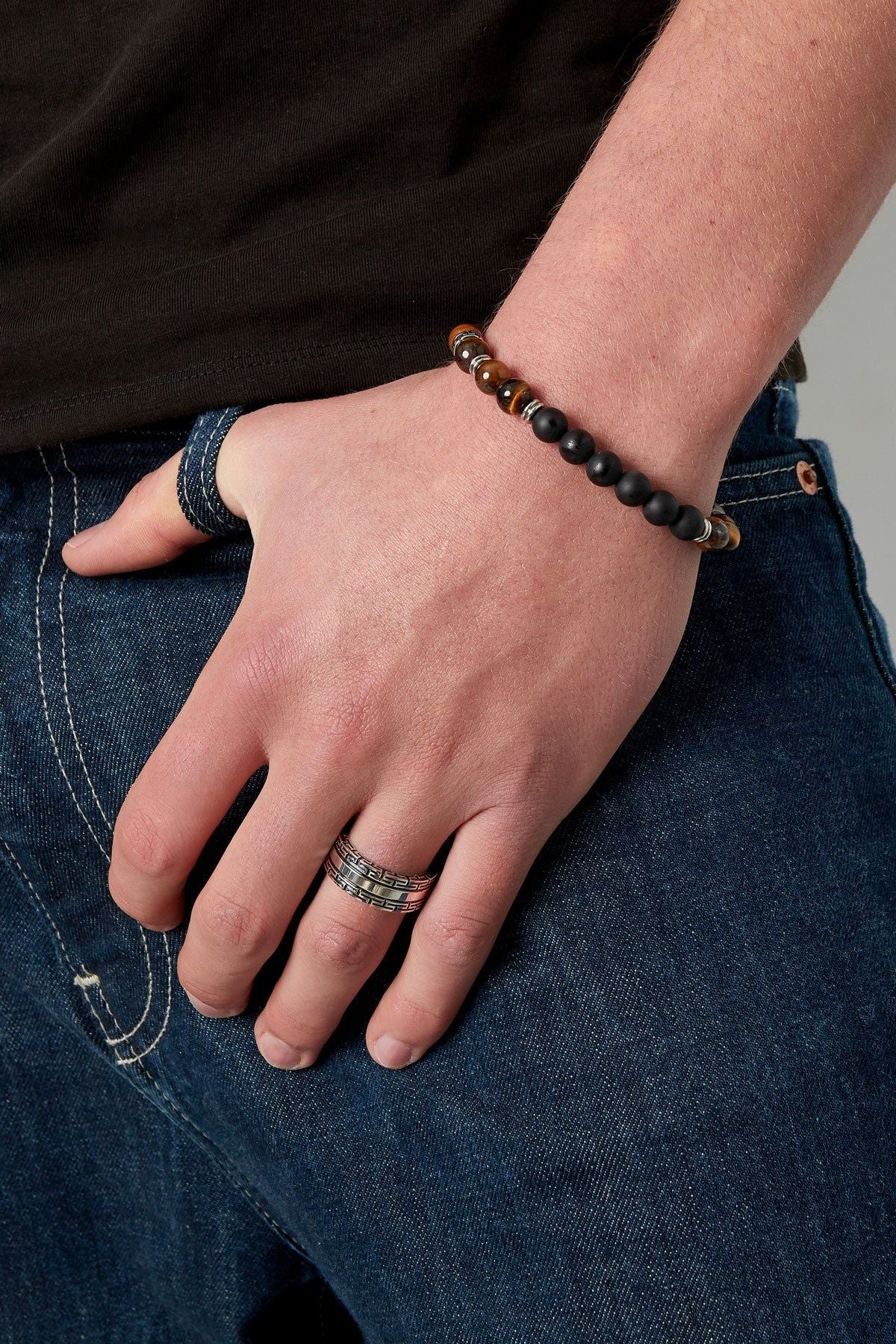 Bracelet homme avec différentes perles - marron/noir - Apollodrop