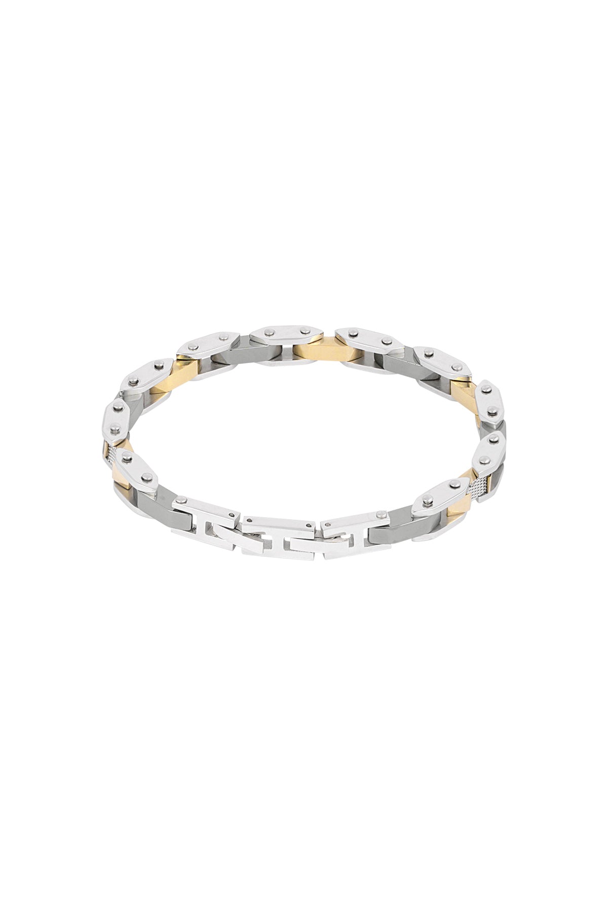 Bracelet homme bande sommitale - argent doré - Apollodrop