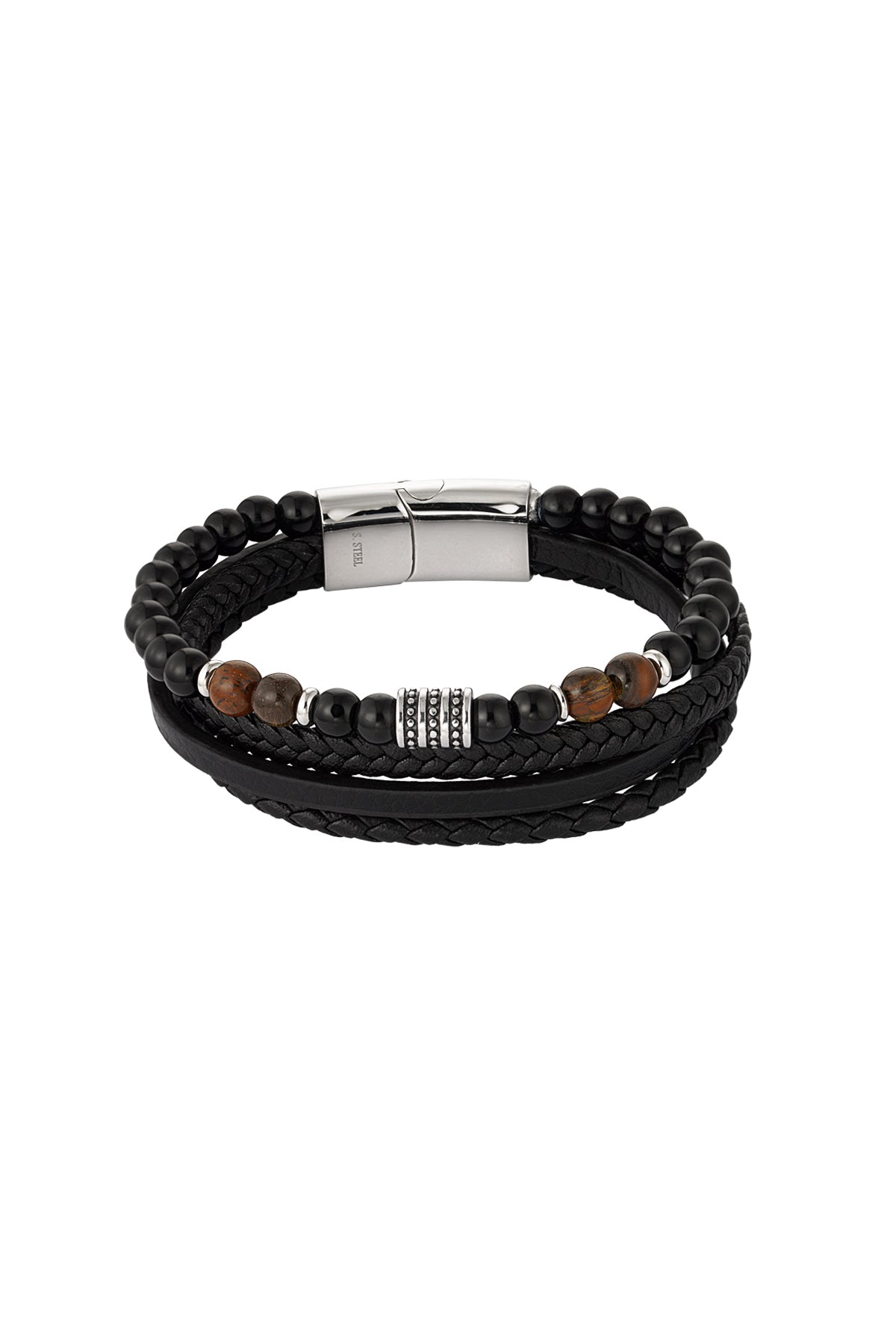 Bracelet homme double tressé avec perles - Apollodrop