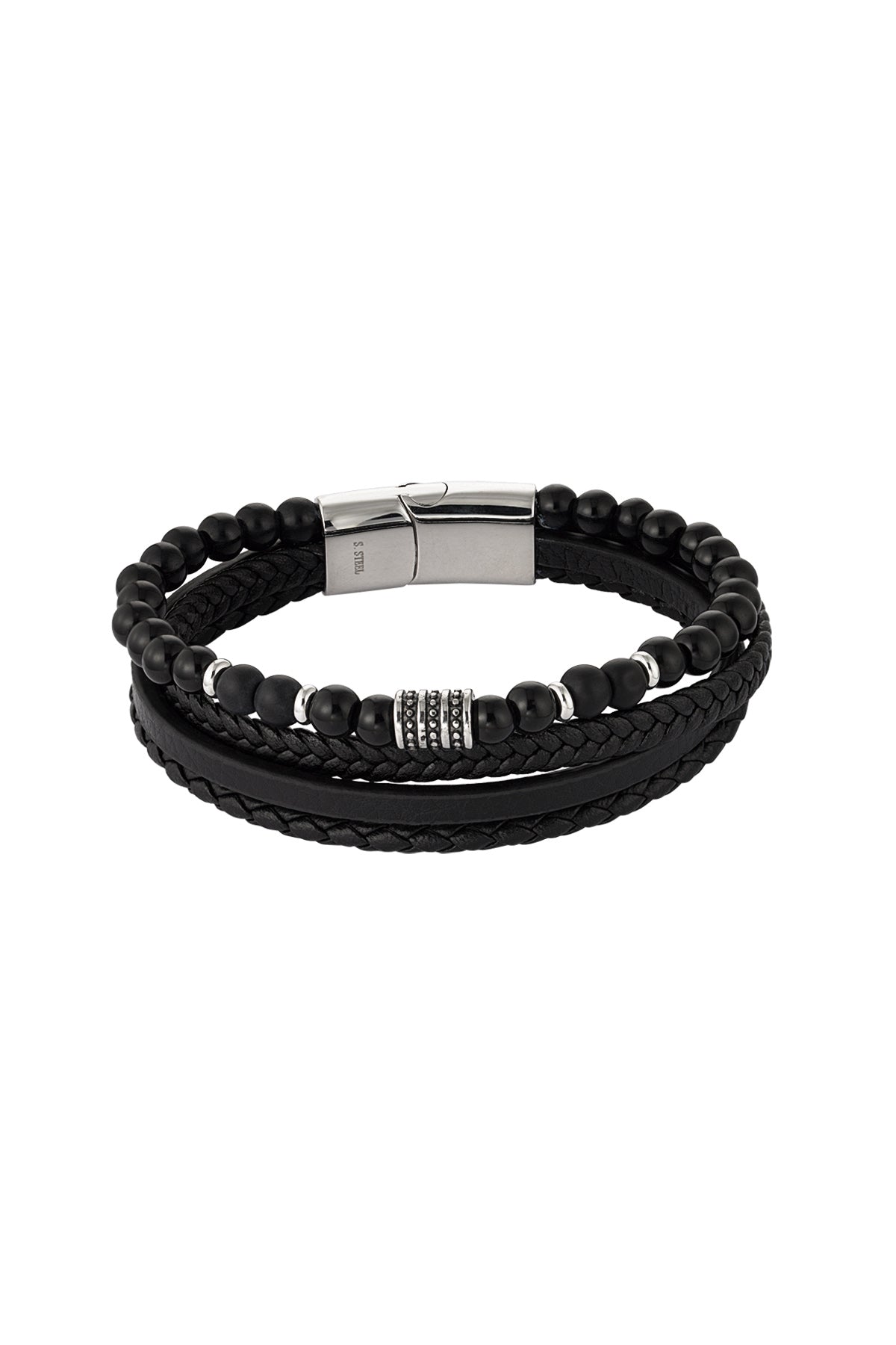 Bracelet homme double tressé avec perles - Apollodrop