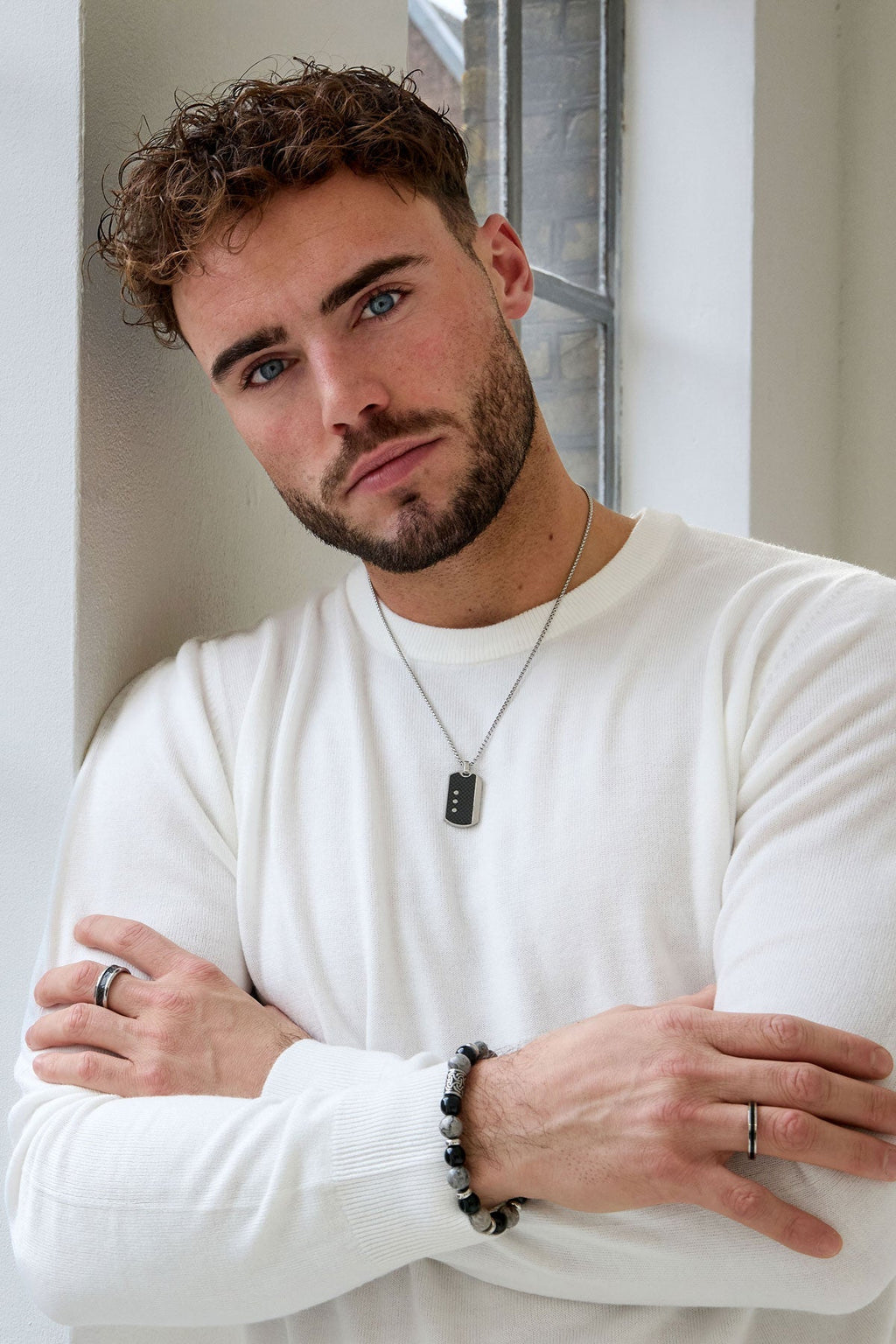 Bracelet homme perlé détails argentés - Apollodrop