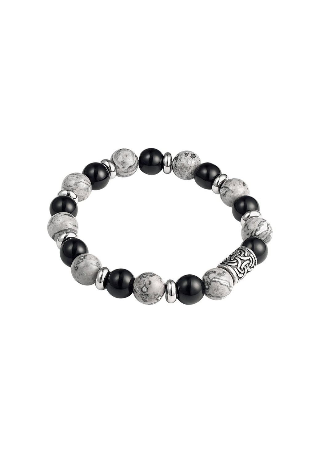 Bracelet homme perlé détails argentés - Apollodrop
