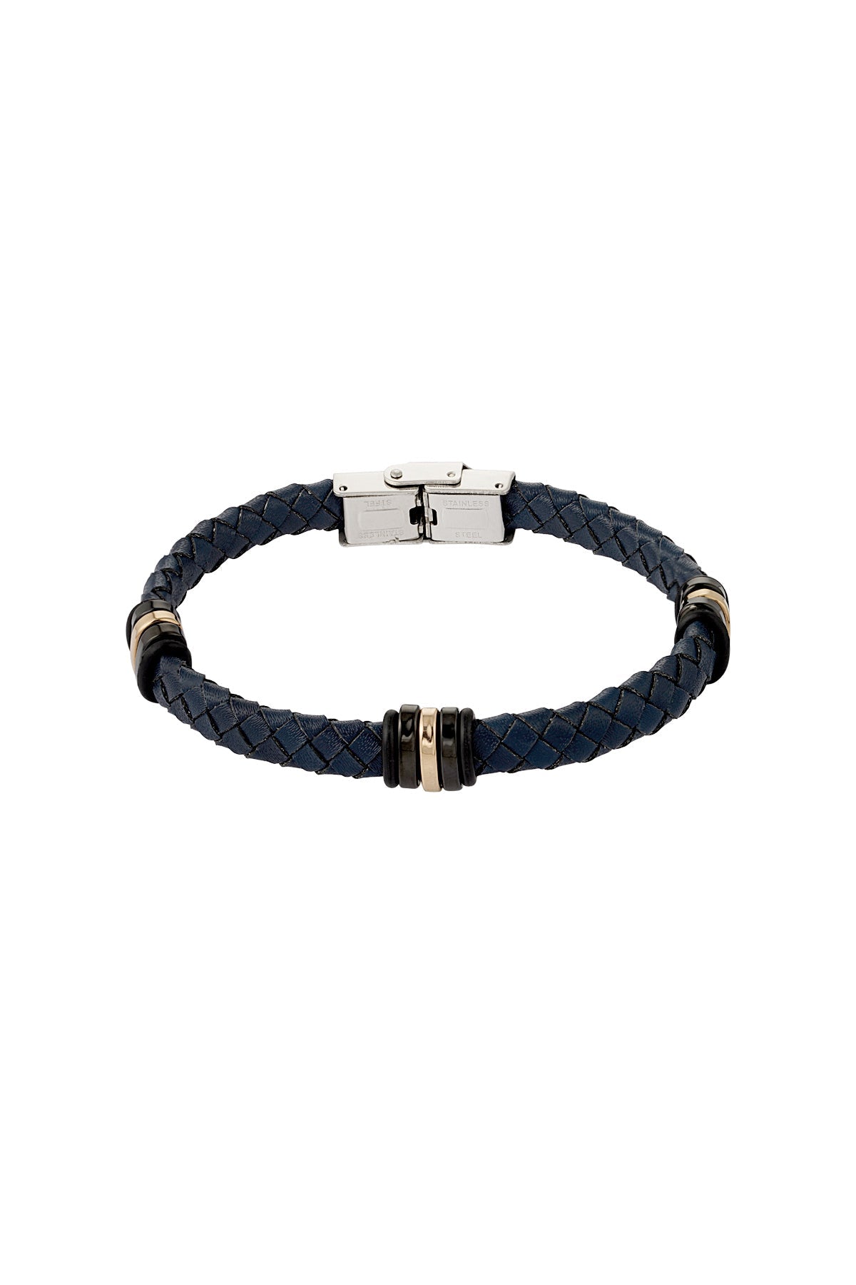 Bracelet homme tressé anneaux dorés/noirs - Apollodrop