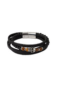 Bracelet pour homme double tressé perles et avec breloque tête de mort - Apollodrop