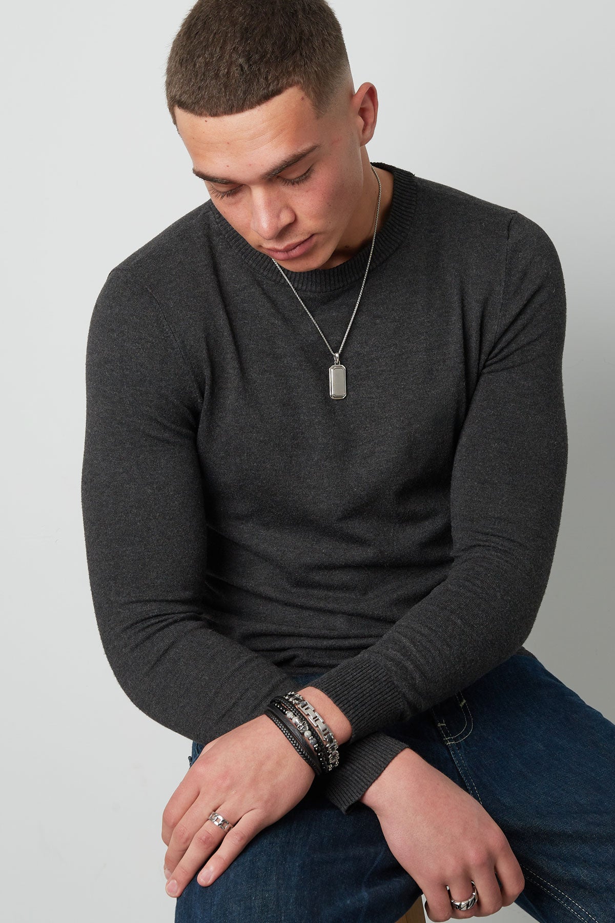 Bracelet pour homme double tressé perles et avec breloque tête de mort - Apollodrop