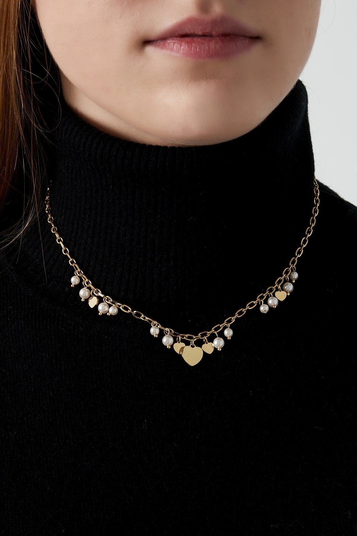 Collier avec forme de coeurs et perles - Apollodrop