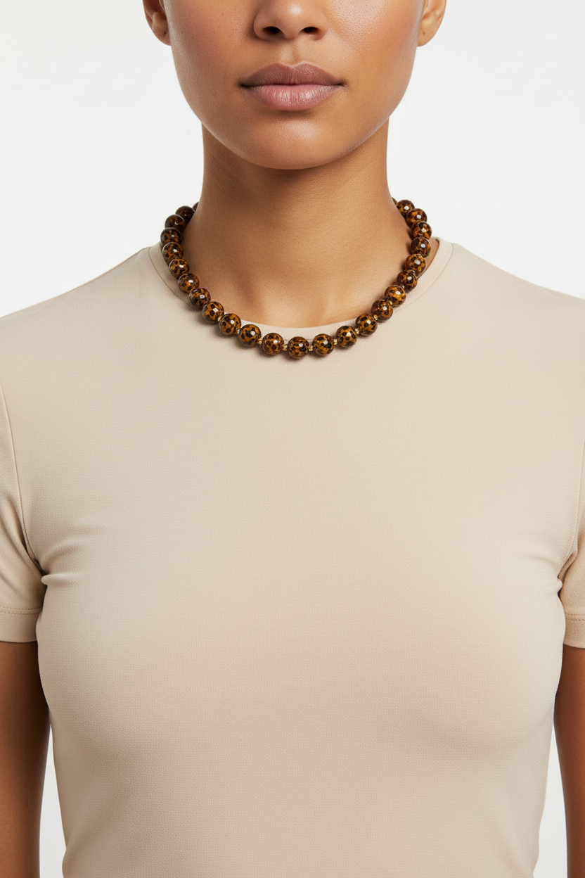 Club Spice® | Collier Perles Léopard Rétro