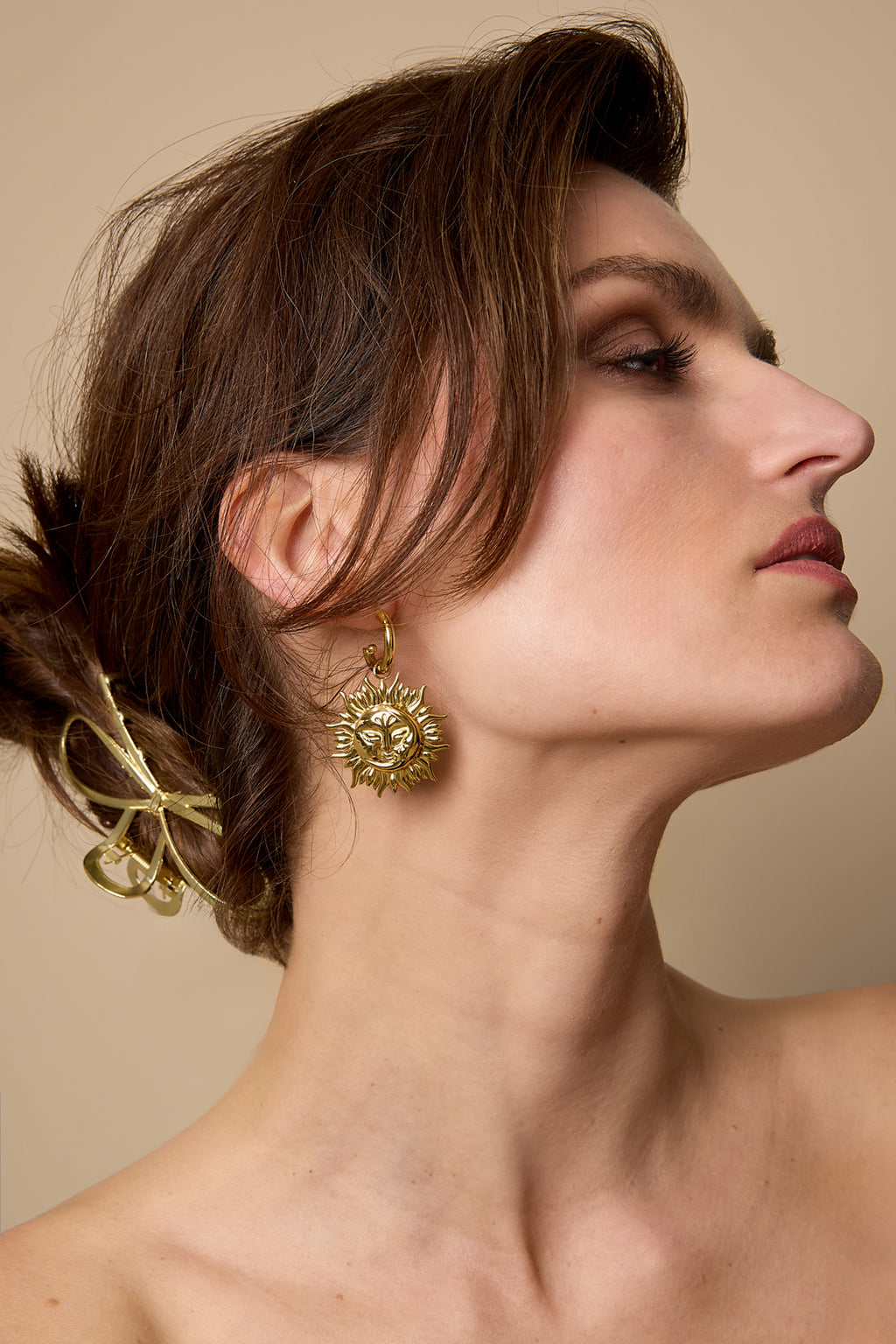 Boucles d'oreilles pendantes en acier inoxydable, collection soleil, style décontracté et simple pour femmes