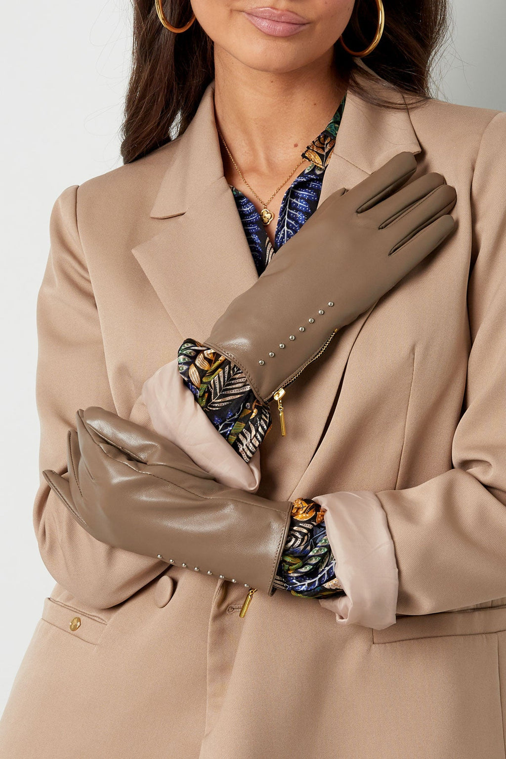 Gants PU avec clous et fermeture éclair - Apollodrop