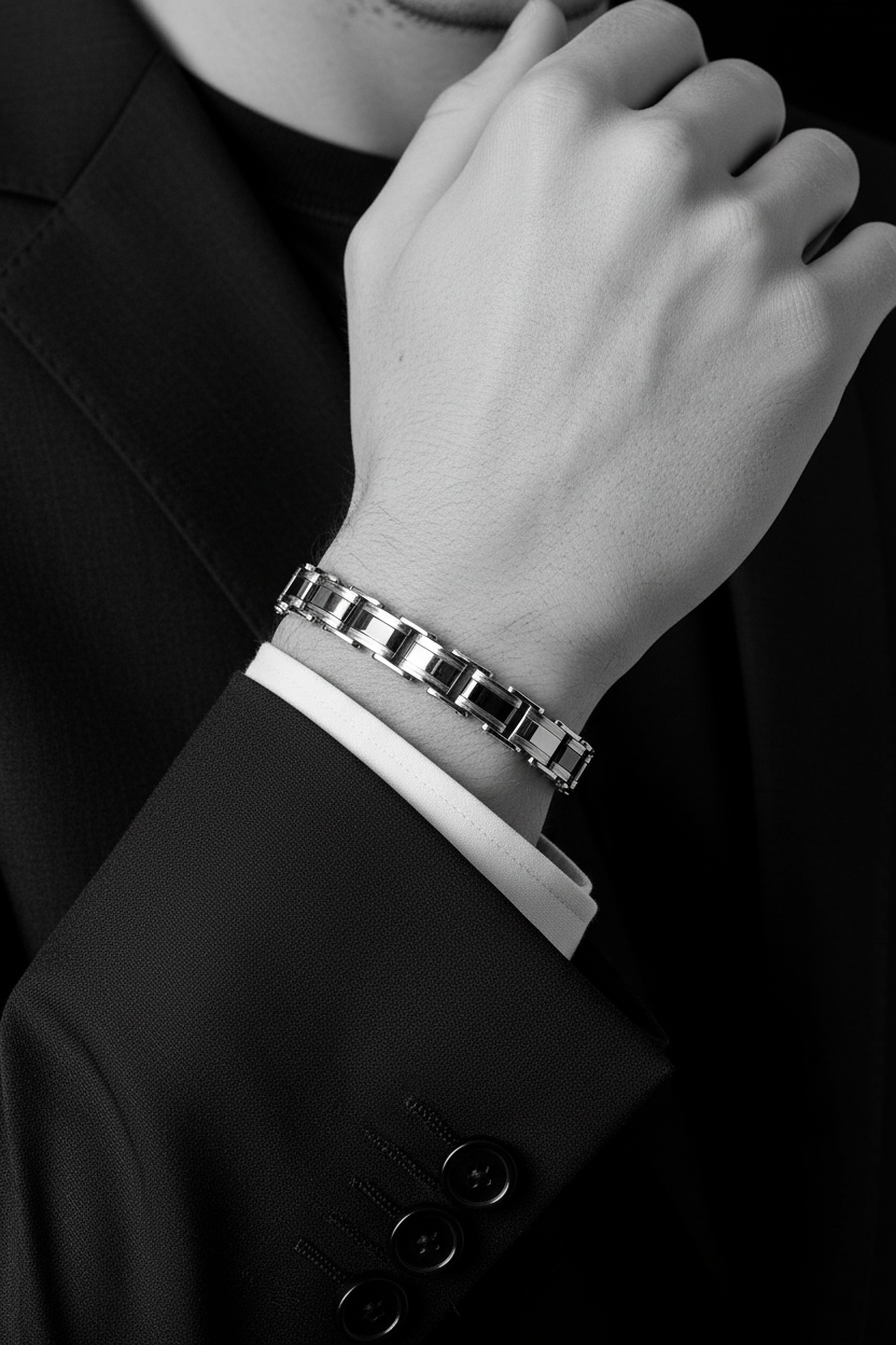 Bracelet VELKA à maillons — lifestyle costume charcoal