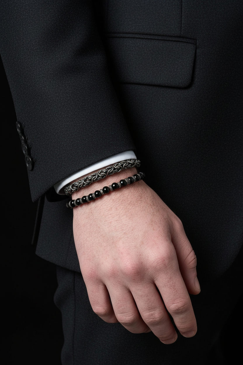Bracelet VELKA nexus argent noir — lifestyle costume charcoal
