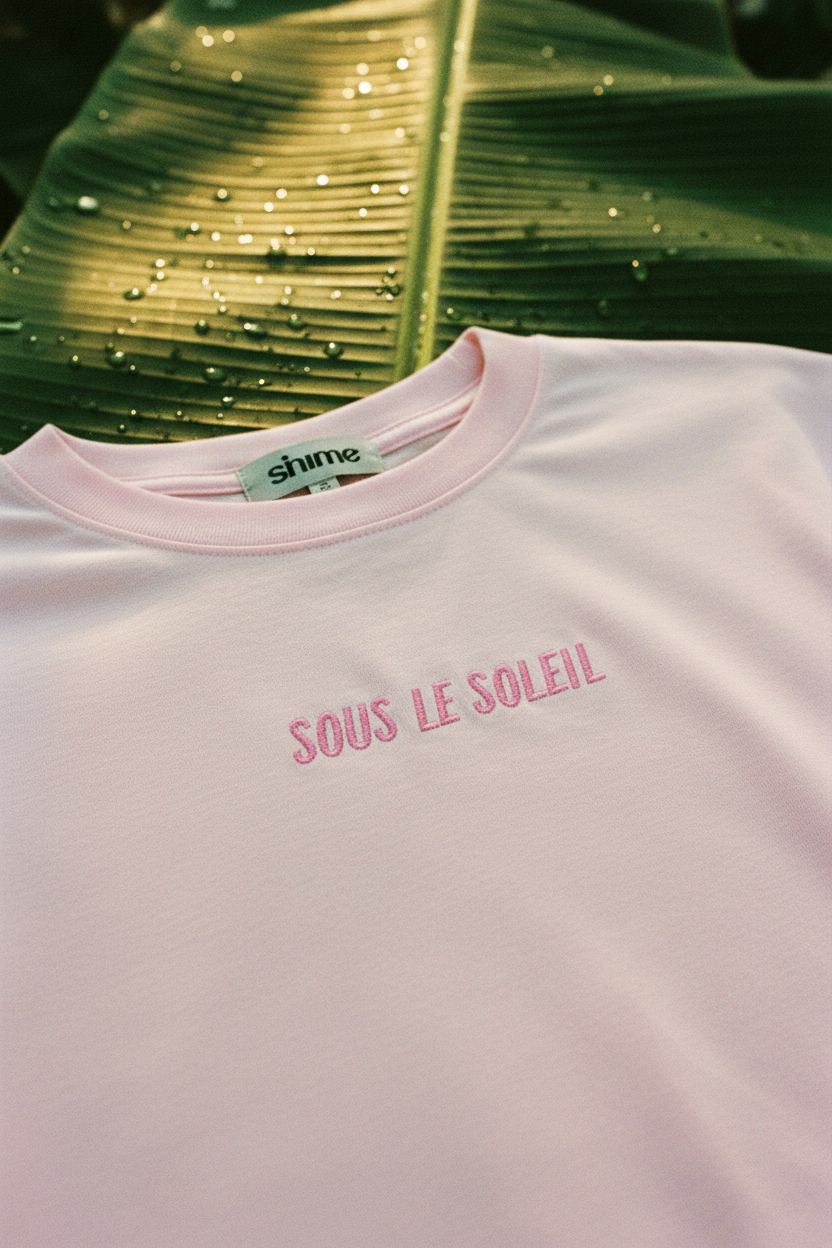T-shirt Gimme imprimé — macro détail tissu