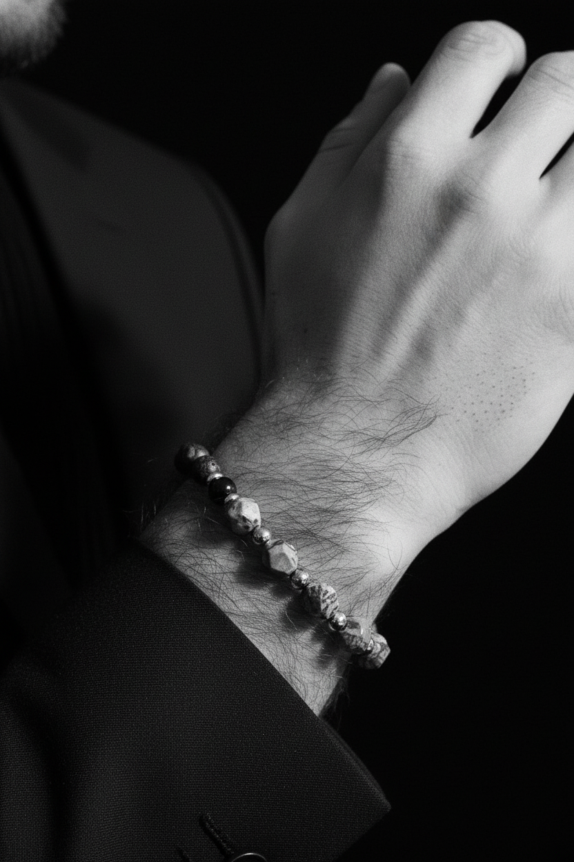 Bracelet VELKA perles monochrome — lifestyle costume charcoal