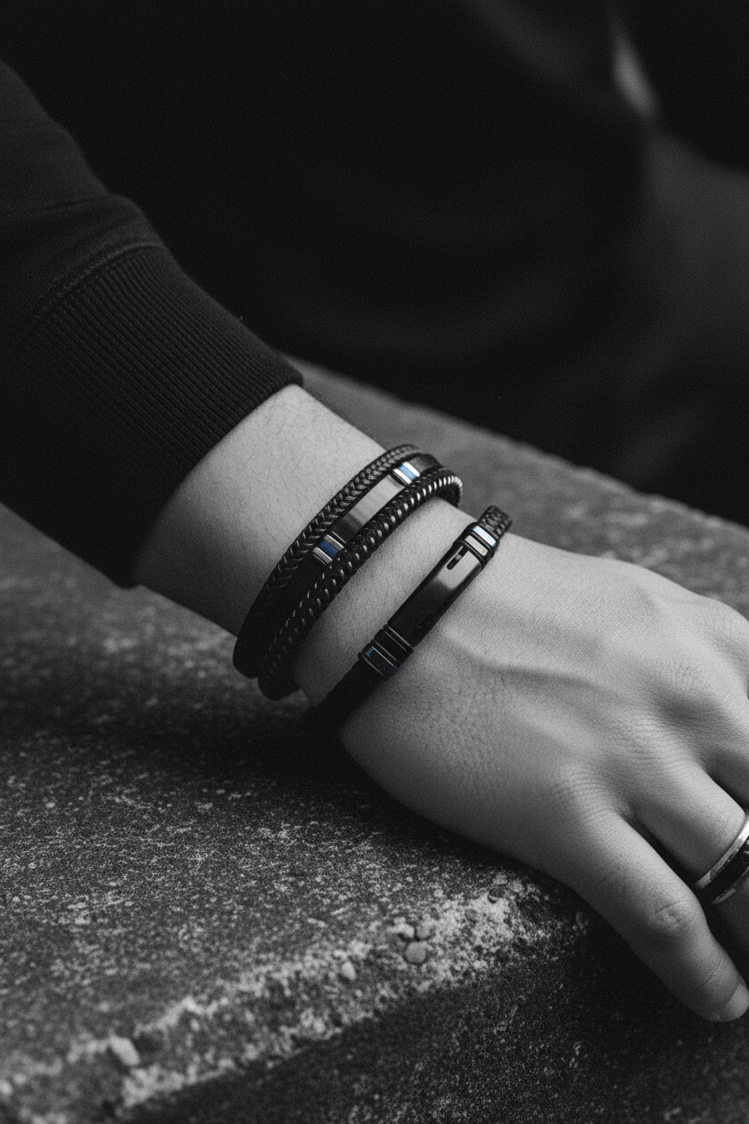 Bracelet VELKA tressé II — lifestyle béton col roulé