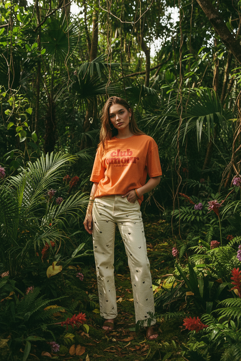 T-shirt Gimme Club Amour — porté jungle