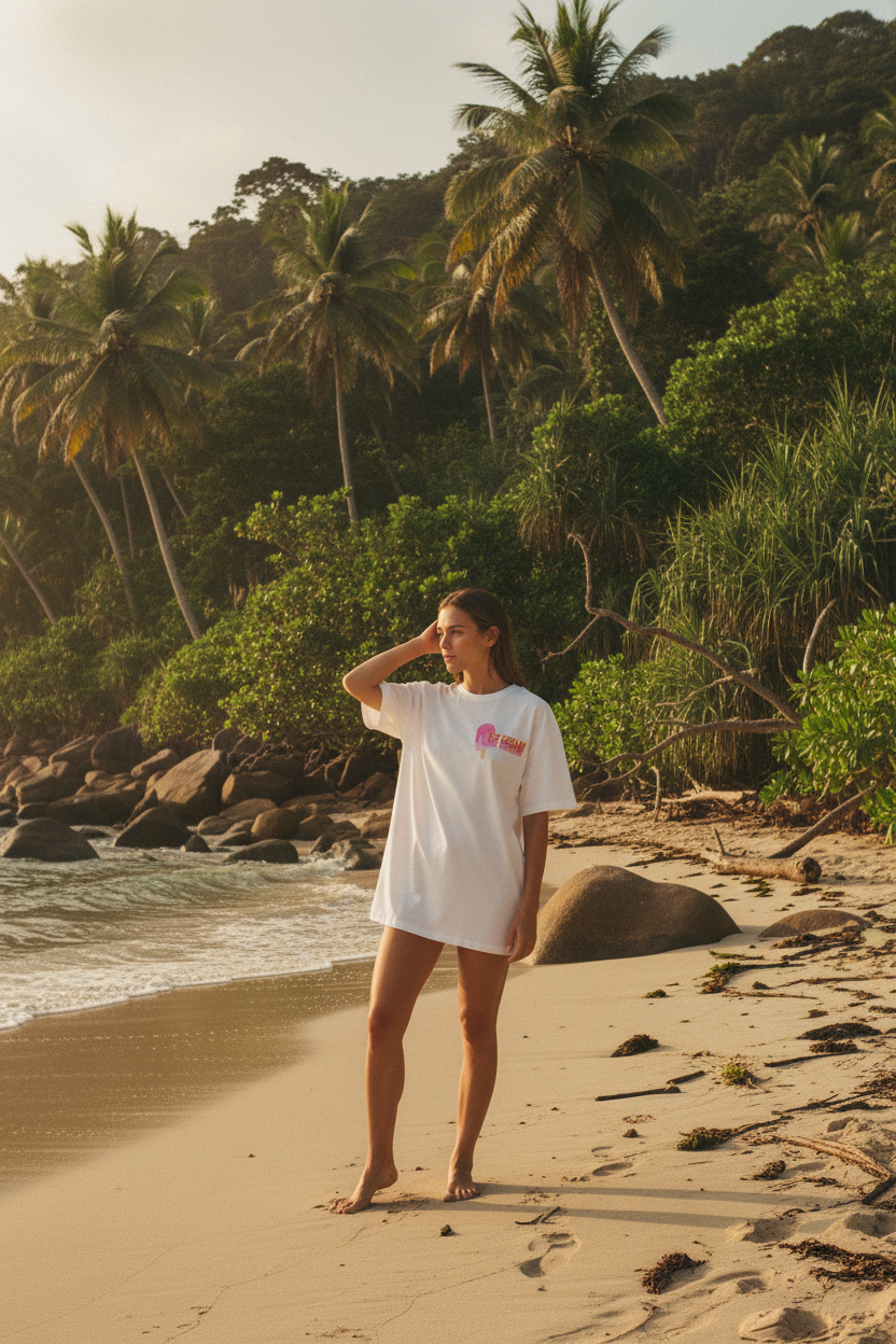 Gimme® T-shirt blanc imprimé glace - lifestyle plage tropicale