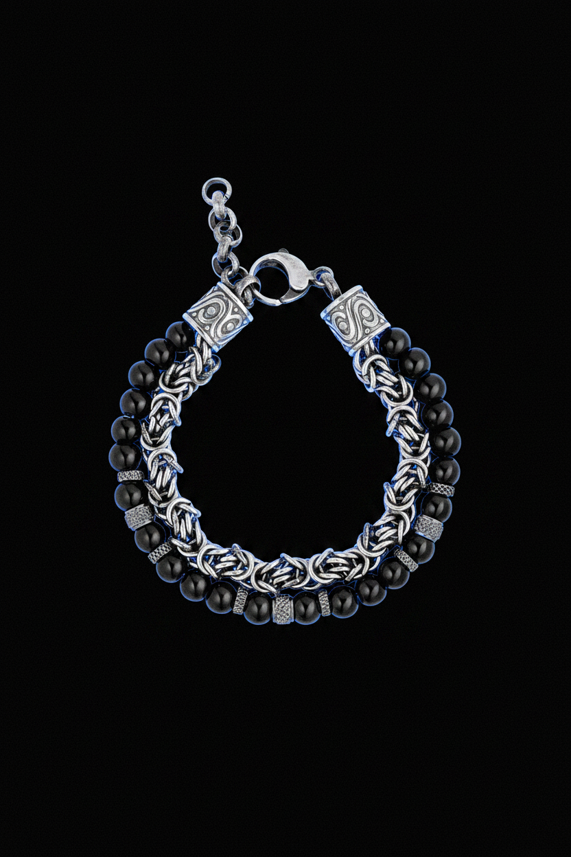 Bracelet VELKA nexus argent noir — lévitation horizontal