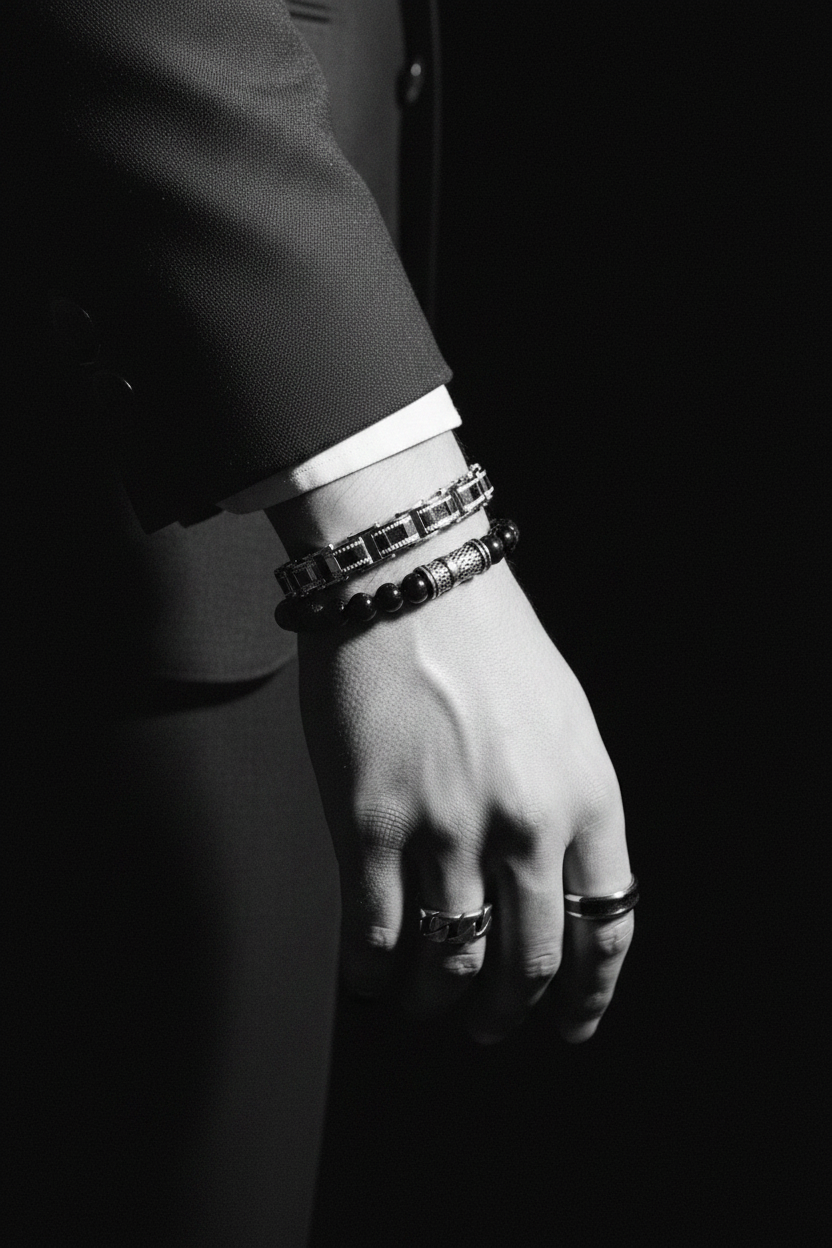 Bracelet VELKA casual noir argent — lifestyle costume charcoal
