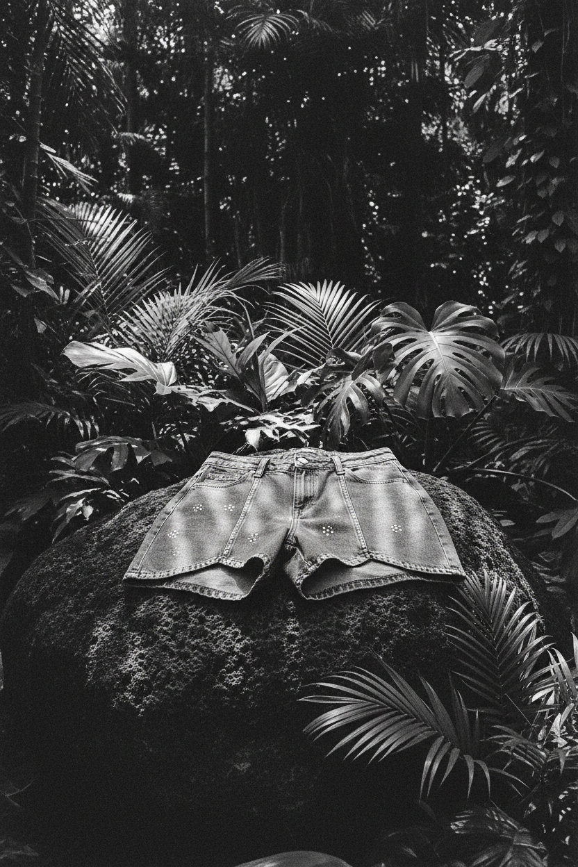 Short Gimme jean strass — still life pierre volcanique