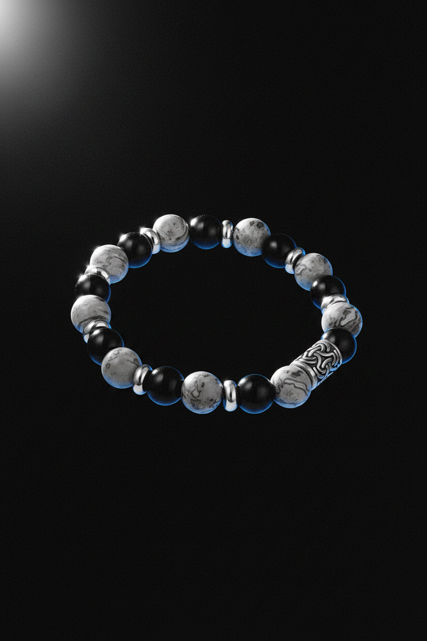 Bracelet VELKA perlé argenté — lévitation horizontal