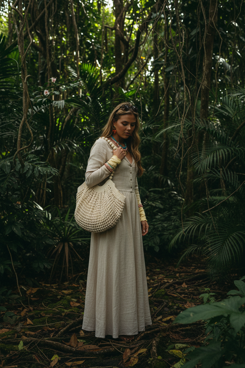 Sac Gimme coton uni — porté jungle