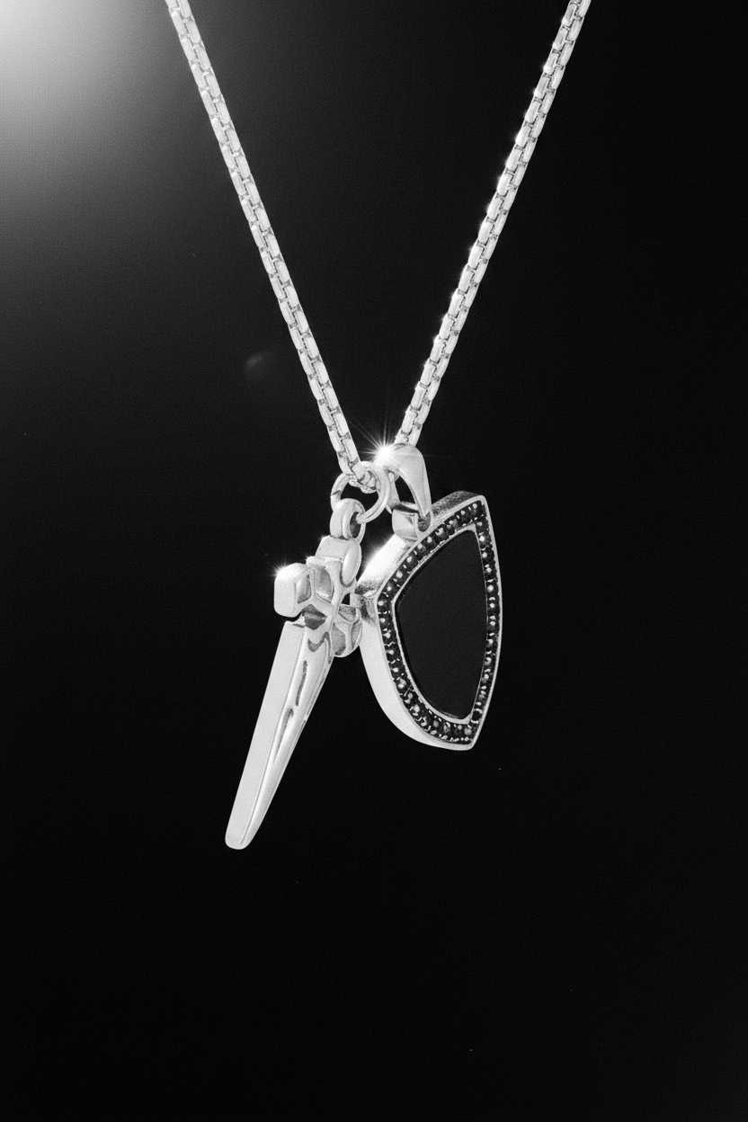 Collier VELKA chevalier — lévitation diagonal