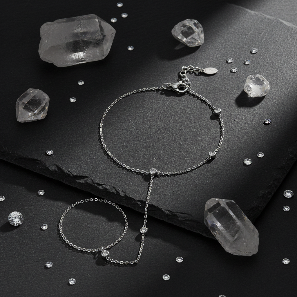 Chaîne de main asymétrique flat lay