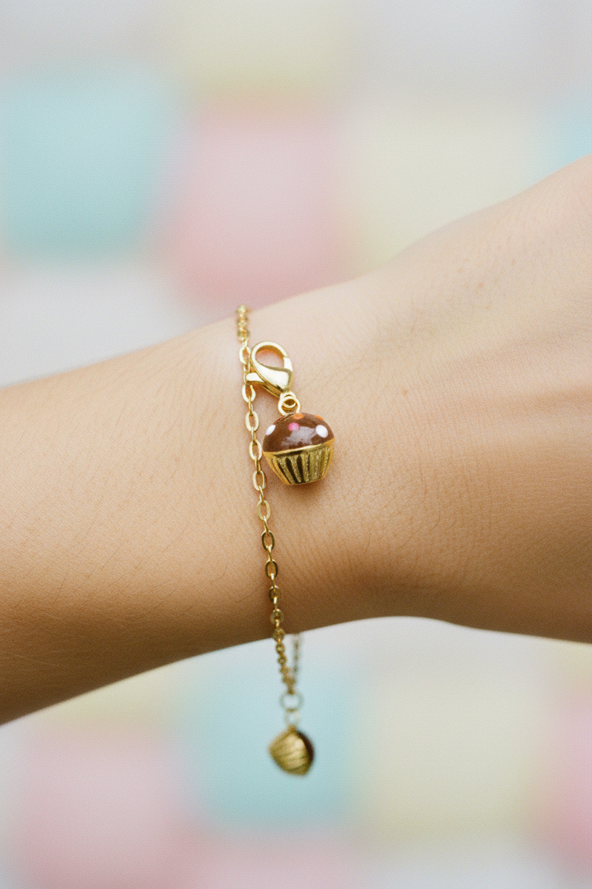 Charm cupcake — bracelet au poignet