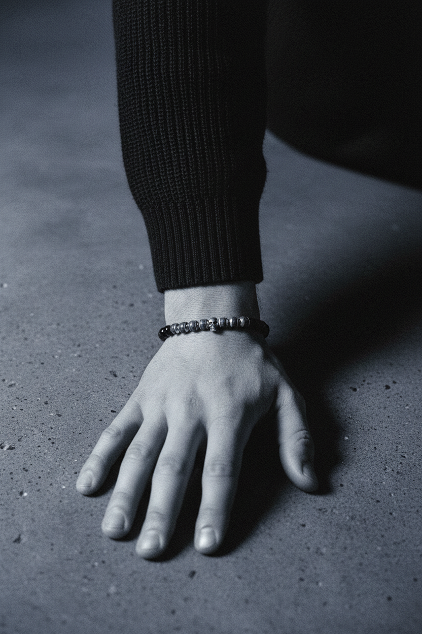Bracelet VELKA perles skull — lifestyle béton col roulé