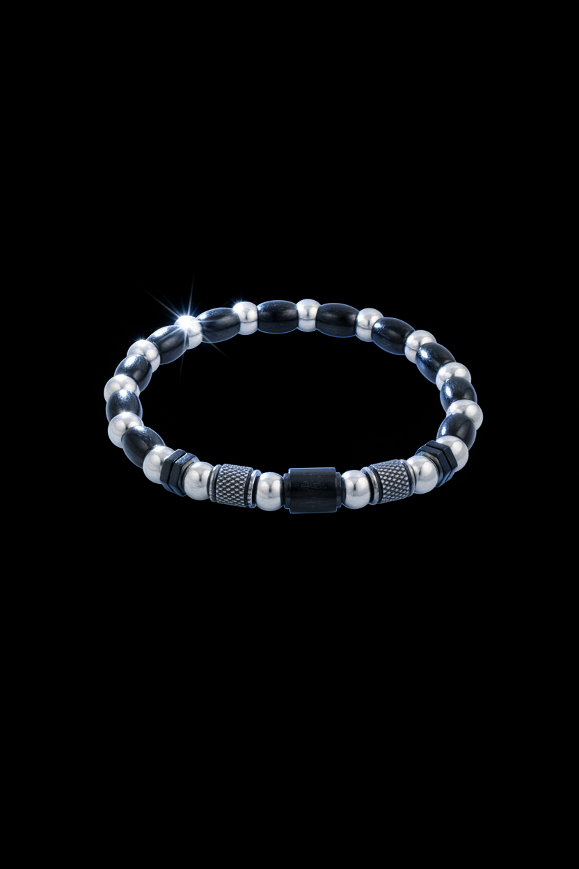Bracelet VELKA zénith argent noir — lévitation horizontal