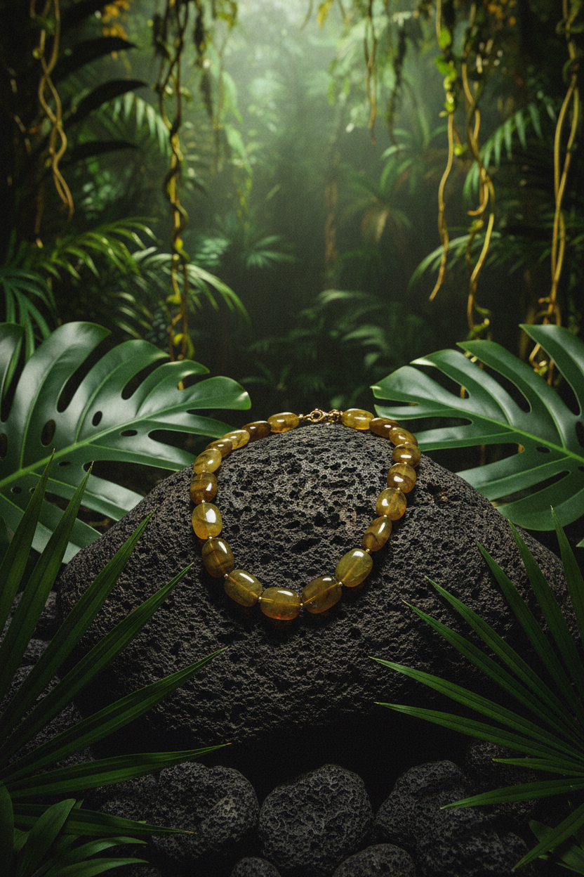 Collier Gimme perles — still life pierre volcanique