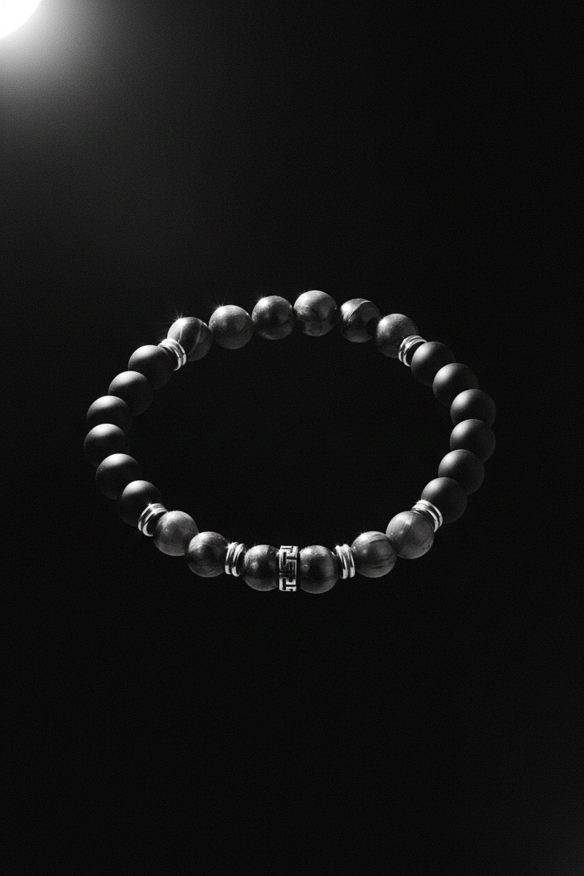 Bracelet VELKA perles marron noir — lévitation diagonal