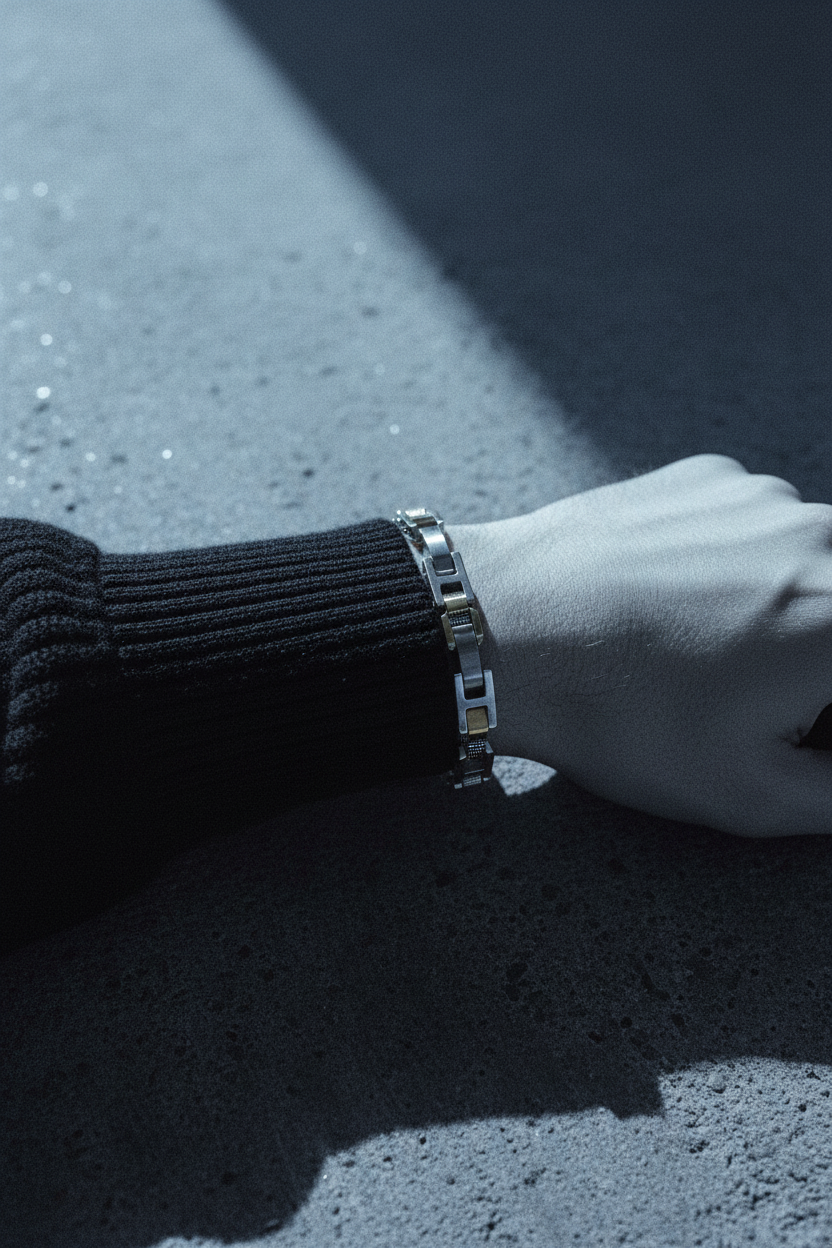 Bracelet VELKA bande sommitale — lifestyle béton col roulé