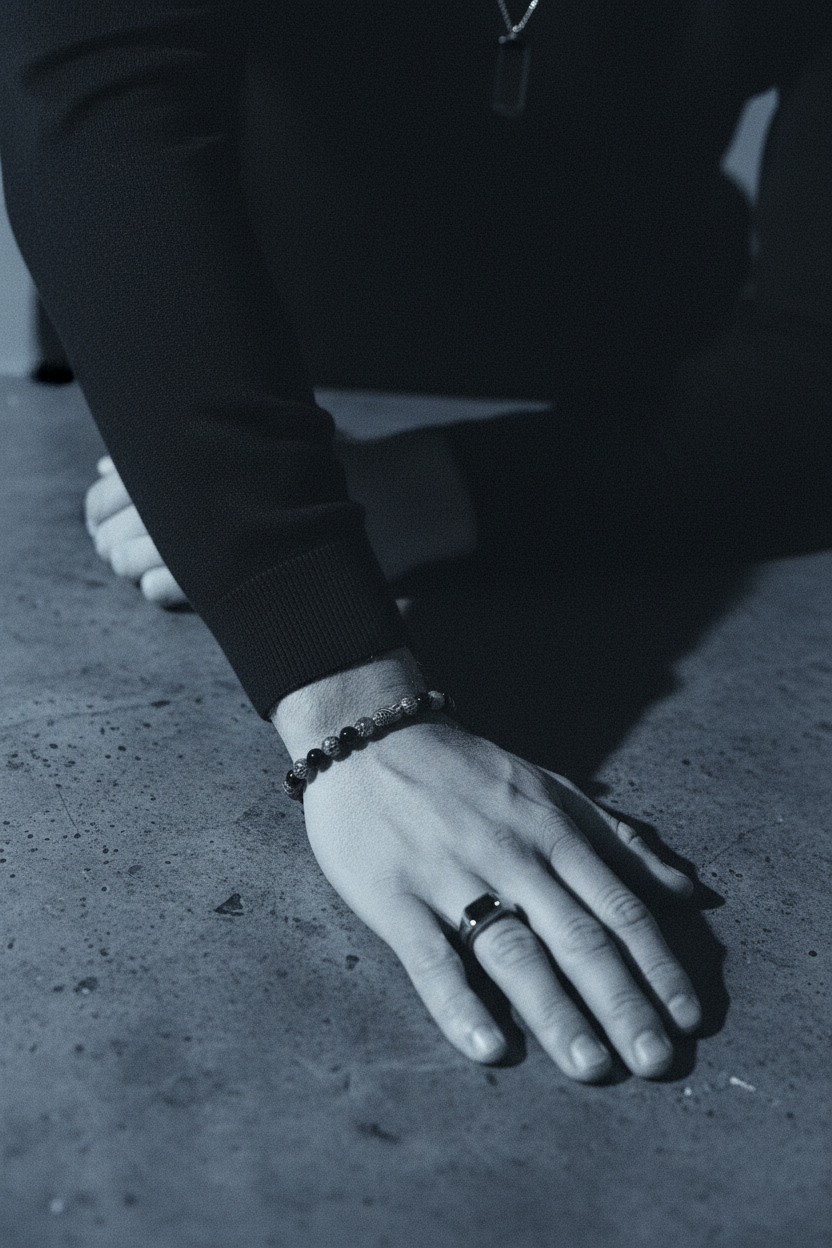 Bracelet VELKA perles — lifestyle béton col roulé