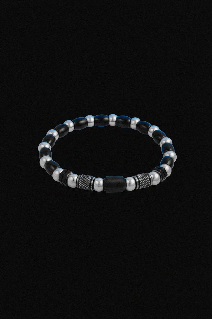 Bracelet VELKA zénith argent noir — lévitation diagonal