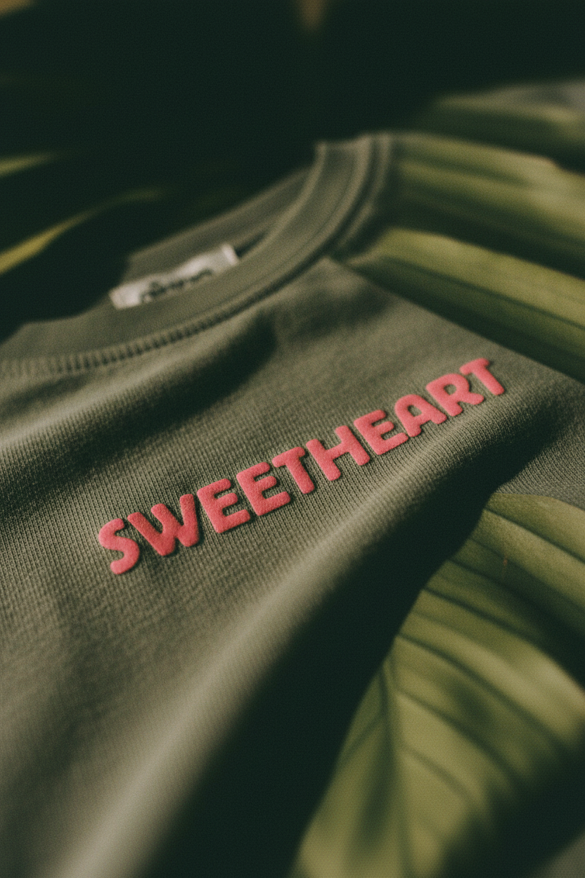 Gimme® T-shirt Tricoté Sweetheart - Macro Détail Lettrage Rose