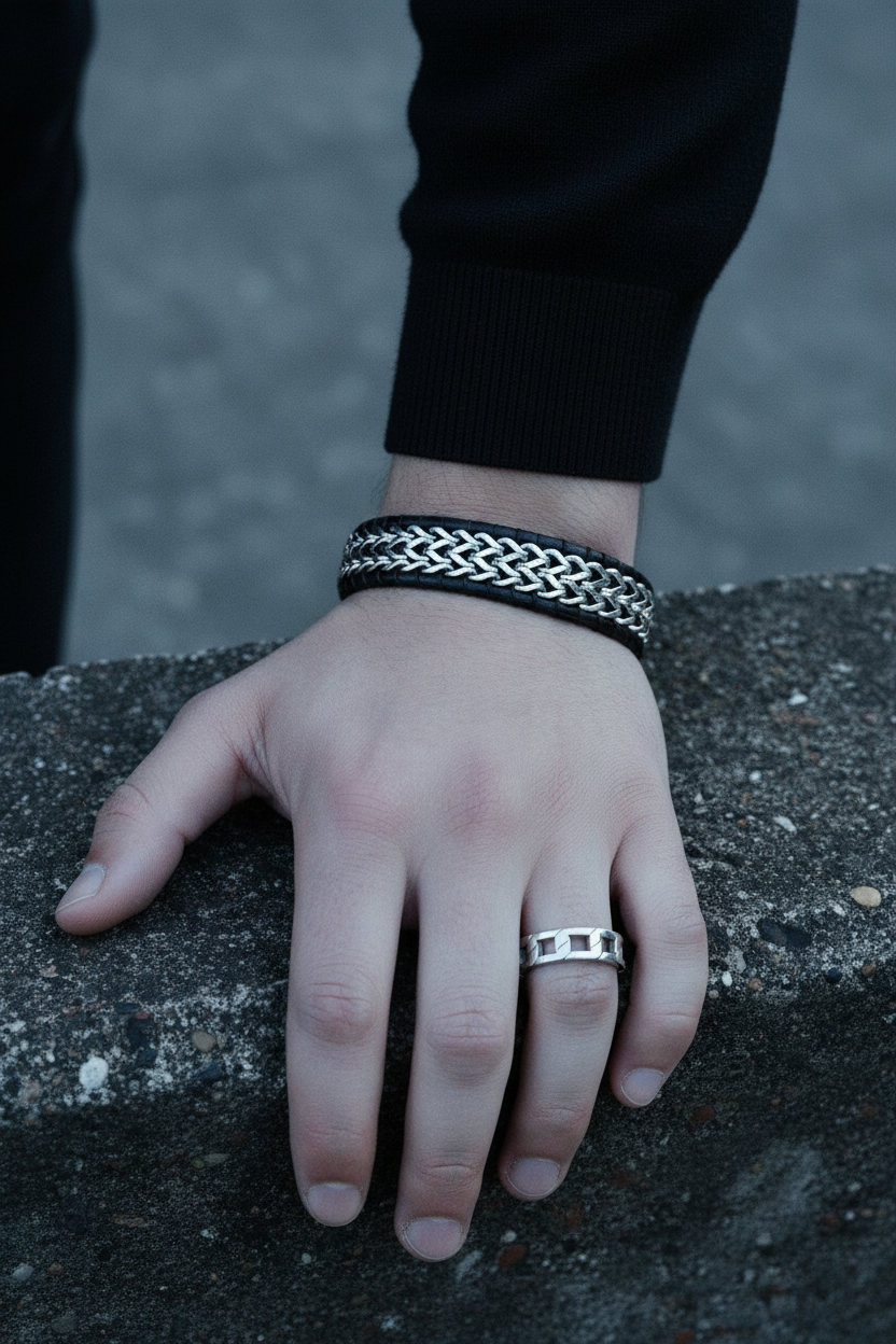 Bracelet VELKA cuir — lifestyle béton col roulé