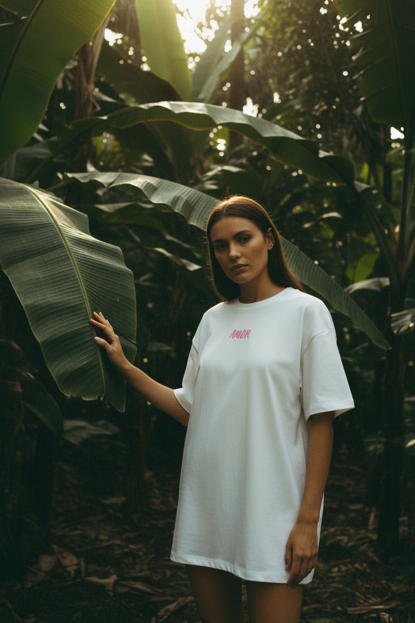 T-shirt Gimme imprimé coloré — main feuille bananier