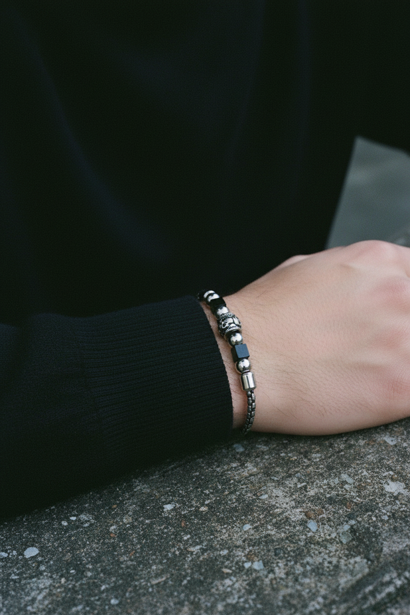 Bracelet VELKA breloques skull II — lifestyle béton col roulé